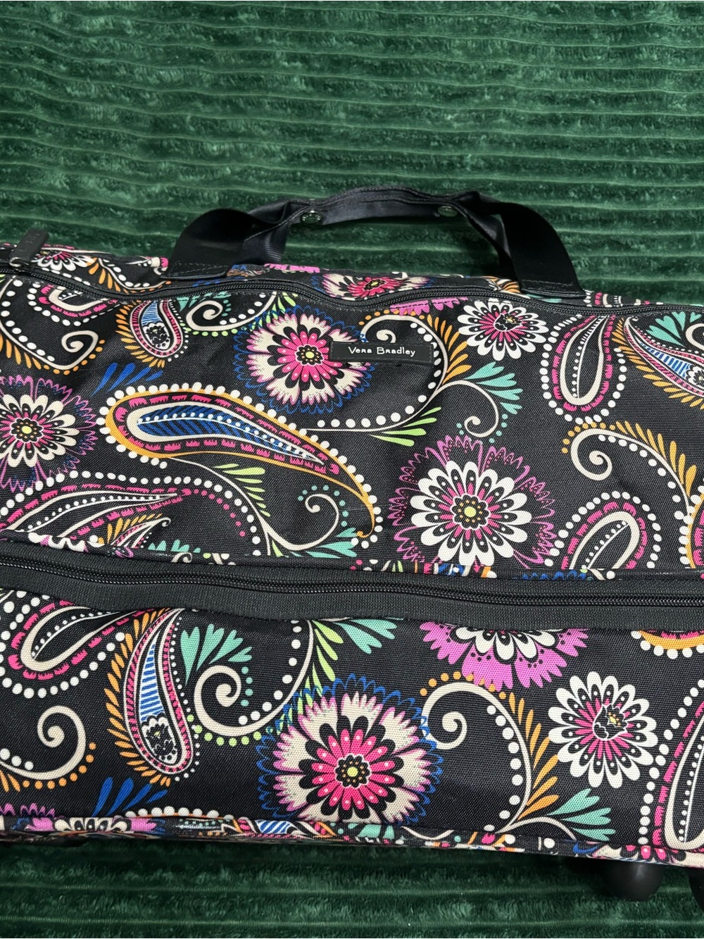 Vera Bradley Black Paisley Floral Travel Duffel with Pink & Teal Accents - Picture 4 of 5